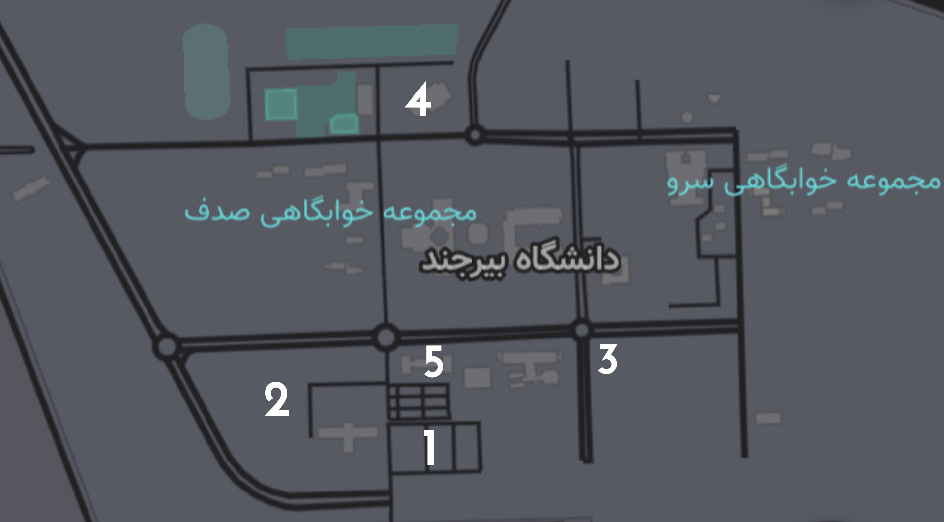 راهنمای نقشه دانشگاه بیرجند